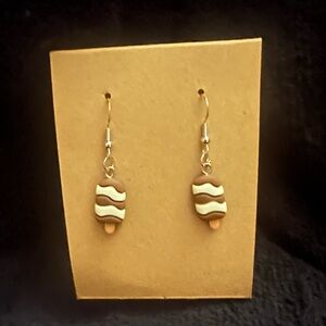 Cream & Brown Ice Cream Bar Dangle Earrings for Women